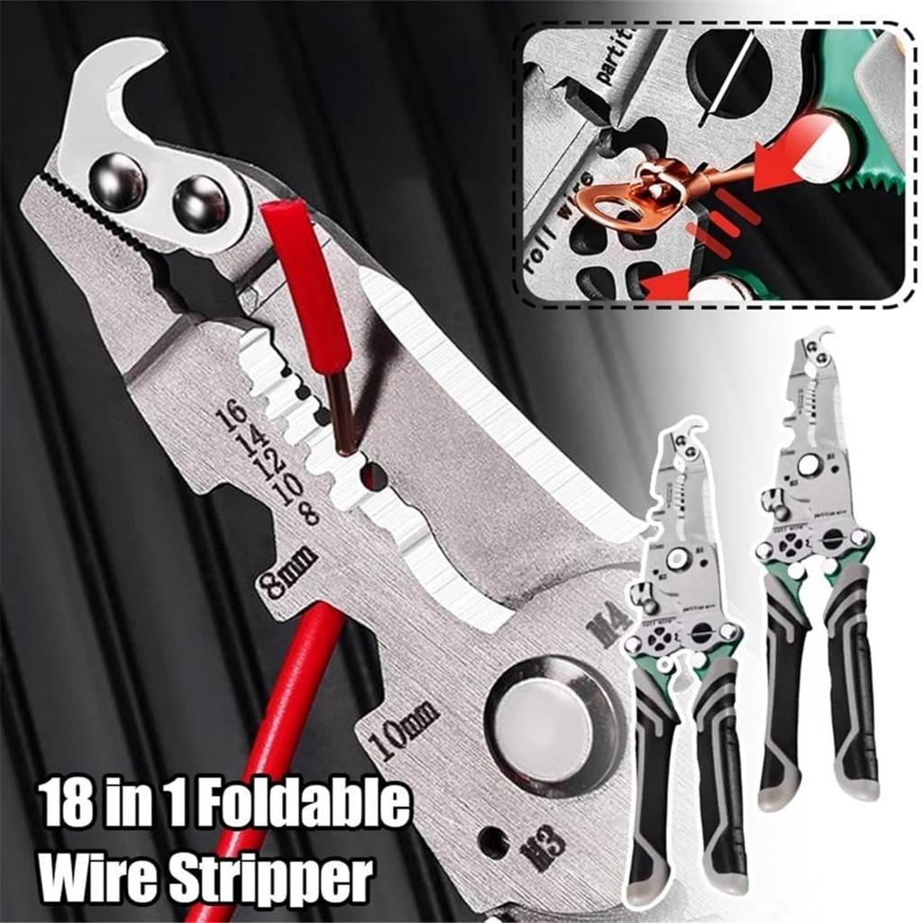 2025+ 18 in 1 Wire Stripper Foldable, Multifunctional Folding Wire Stripper-Professional Electrician Tool, Wire Stripper