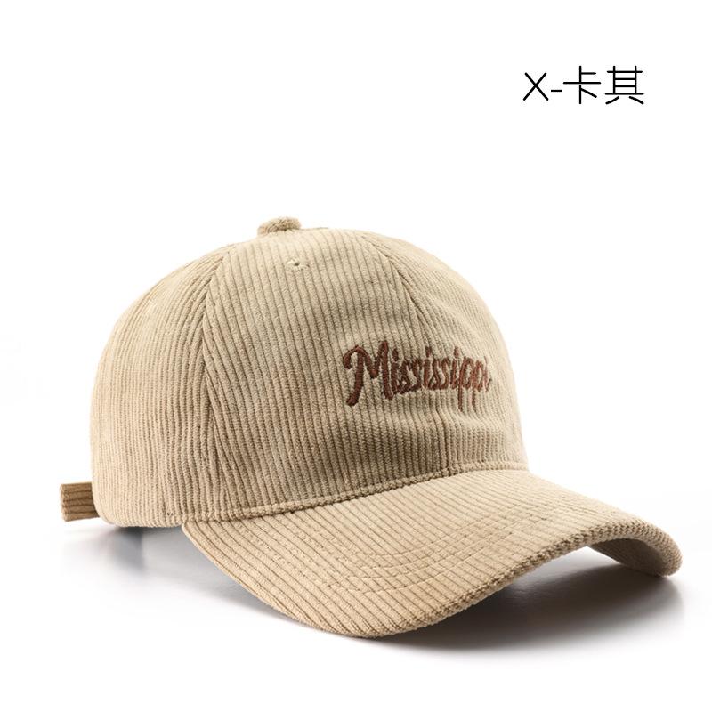 Personalized Female Retro Soft Top Corduroy Letter Embroidered Cap Outdoor Men's Sunscreen Baseball Cap