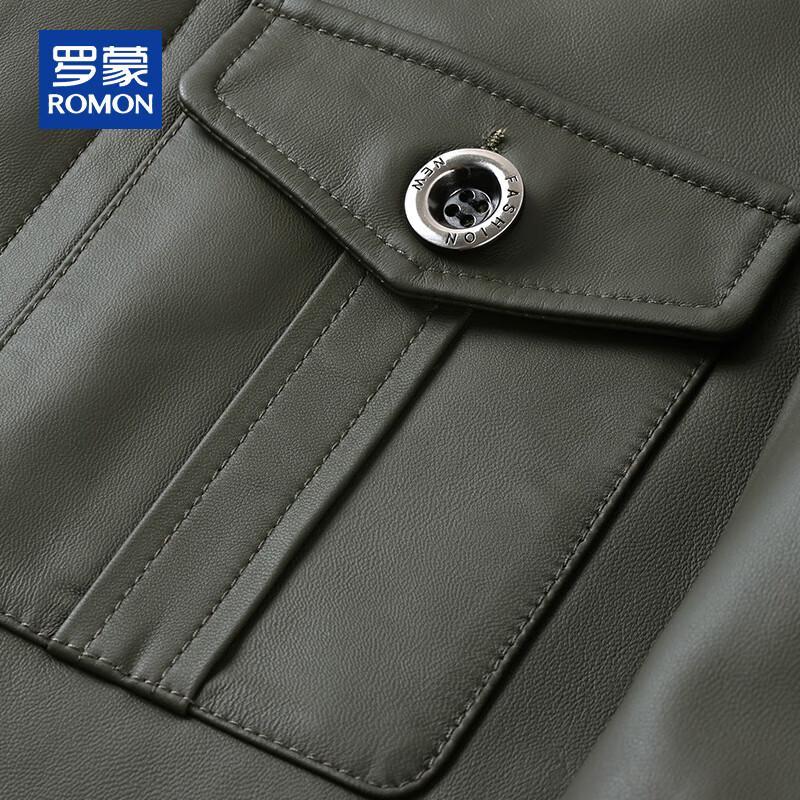 ROMON Men's Genuine Sheepskin Lapel Leather Jacket