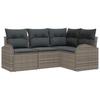 Garden Sofa Set with Cushions and Storage 4 Pcs Grey Poly Rattan