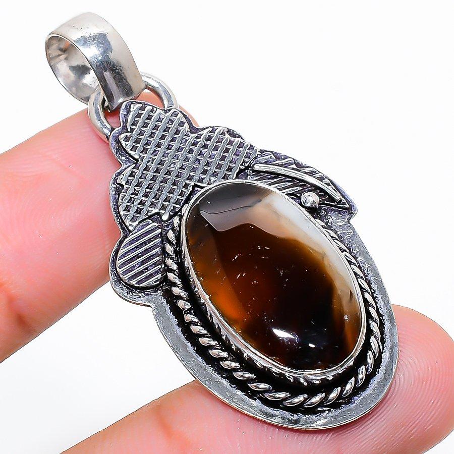 

Montana Agate Gemstone Handmade Ethnic Jewelry Pendant 1.85 SR-4244