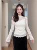 Women's 2025 Winter French Lace Long-Sleeve Mesh Base Layer Top