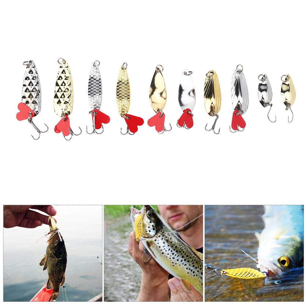 10pcs Sequins Fishing Lure Kit Hard Artificial Bait with Hook Fishing AccessoryXLT 1