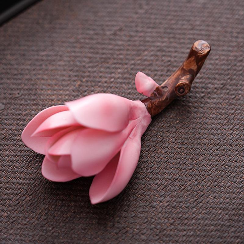 Ceramic Color-changing Tea Pet Ornaments Magnolia Branches Shape Tea Ceremony Chinese Style Study Tea Table Decor Crafts