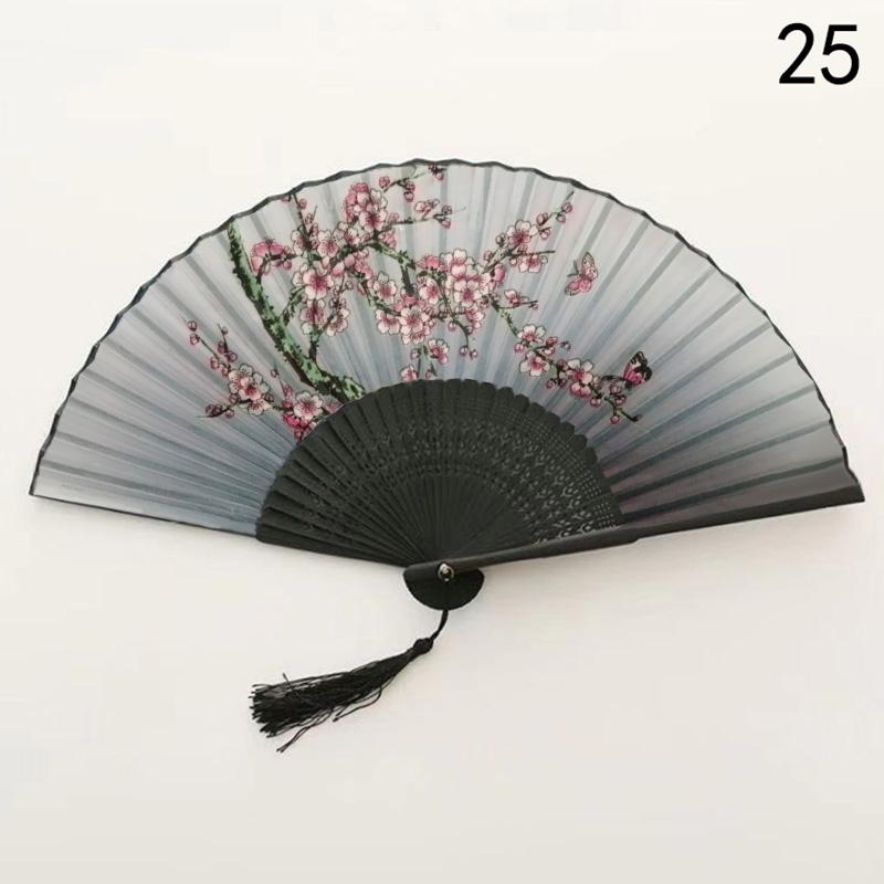 

Бамбуковый складной веер с кружевом, классический танцевальный ручной веер, реквизит для выступлений, ручной веер, реквизит для фото, свадебная вечеринка, домашний декор