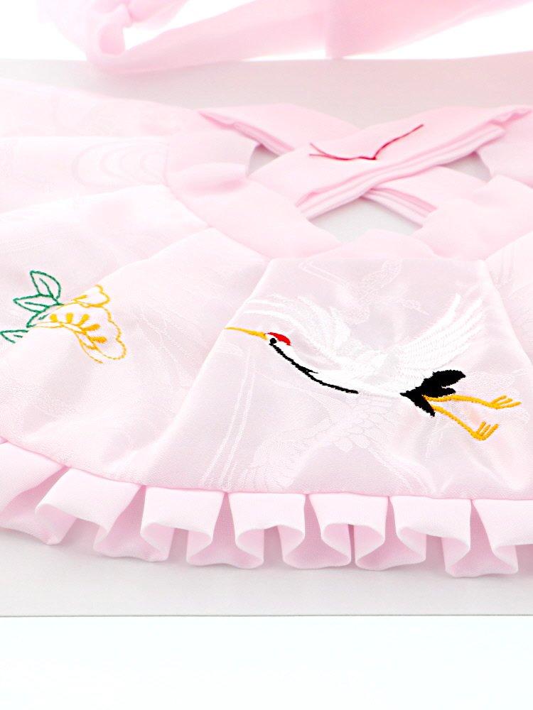 Kimono Shrine Visiting Food Set for Hood Amulet Suehiro 4 Piece Comes with Cosmetic Box [Kyoto Town] Girls, Pink, (Hat), Bib, Bag, Fan, Set, [Baby