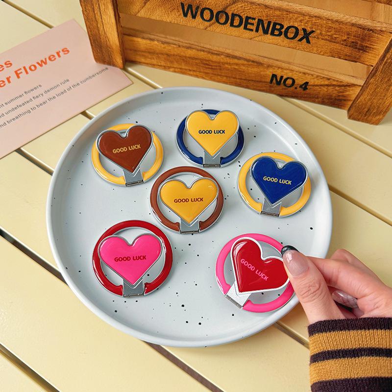 Korean-Style Colorful Heart Magsafe-Compatible Magnetic Phone Folding Alloy Stand