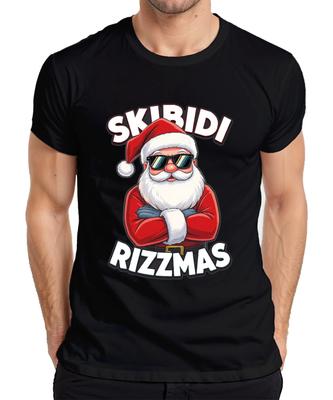 Skibidi Rizzmas Santa Claus Sunglasses Funny Meme Gift Mens T-Shirt-
