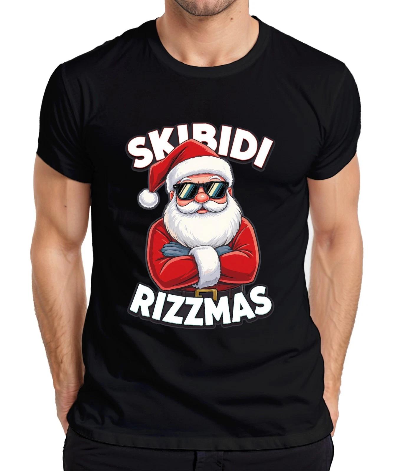 

Skibidi Rizzmas Santa Claus Sunglasses Funny Meme Gift Mens T-Shirt- 3XL