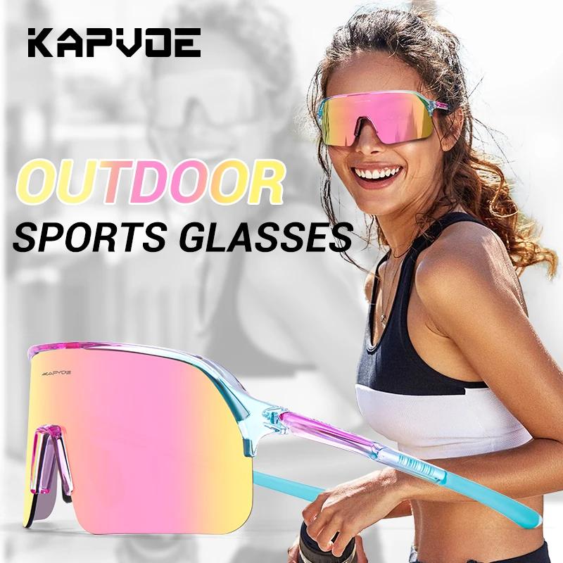 KAPVOE Lunettes de Cyclisme UV400 Lunettes de Soleil pour Course en Plein Air Sports Randonnée Conduite Lunettes de Soleil pour Vélo Hommes Femmes VTT Route