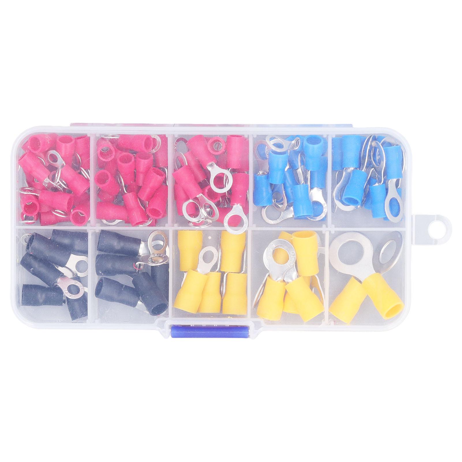 

102PCS Insulated Ring Terminal 10 Different Specifications Flame Retardant Wire Connectors Assortment Kit