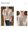 Summer Colorblock Round Neck Knitted Short Sleeve Women's Casual Top