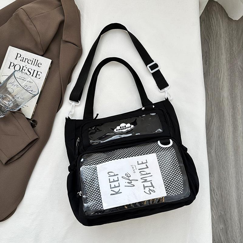 

Модная универсальная повседневная новая милая сумка-тоут женская большой вместимости легкая с изюминкой темпераментная сумка-мессенджер чёрный