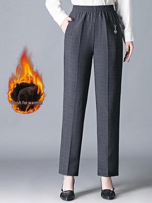 Women's High-Waisted Elastic Straight-Leg Trousers: Thickened, Casual, for Middle-Aged and Elderly Mothers In Autumn & Winter