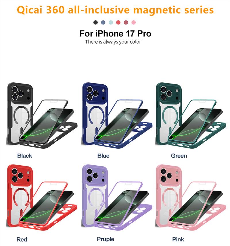 Full Cover Magnetic Case for iPhone 17 Pro Max - Compatible with Models 13-17, Transparent Design