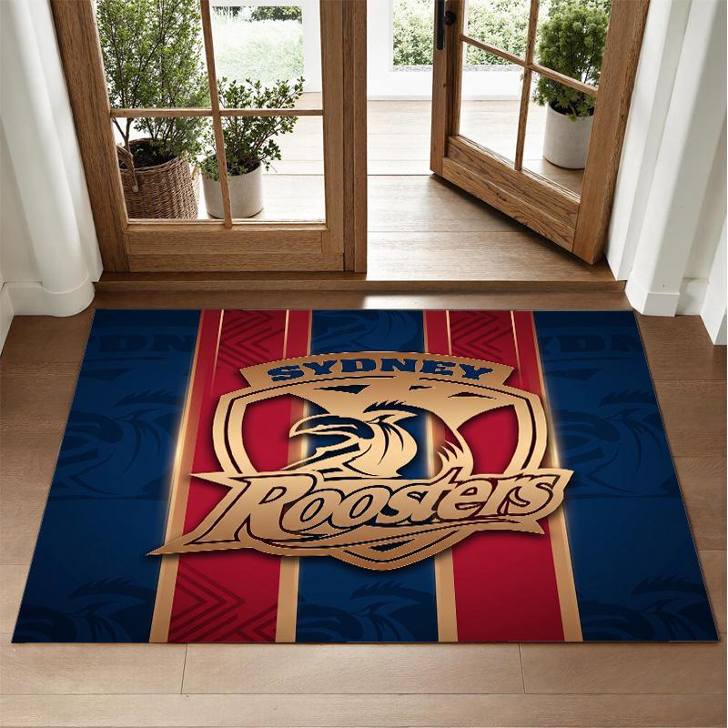 Sydney Roosters Design Crystal Velvet Rug Soft Decorative Mat for Bedroom Entrance