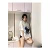 Guochao T-shirt Women's Oversize Summer New Cat Print Couple Short-sleeved Loose Cotton T-shirt Top Ins