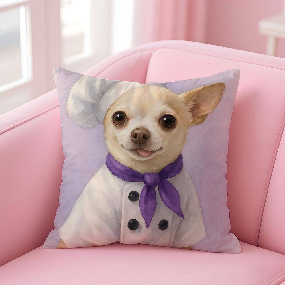 NICE CUTE Chihuahua dog Cushion Cover Pillow Case Soft Friendly Fabric  Concealed Zipper
