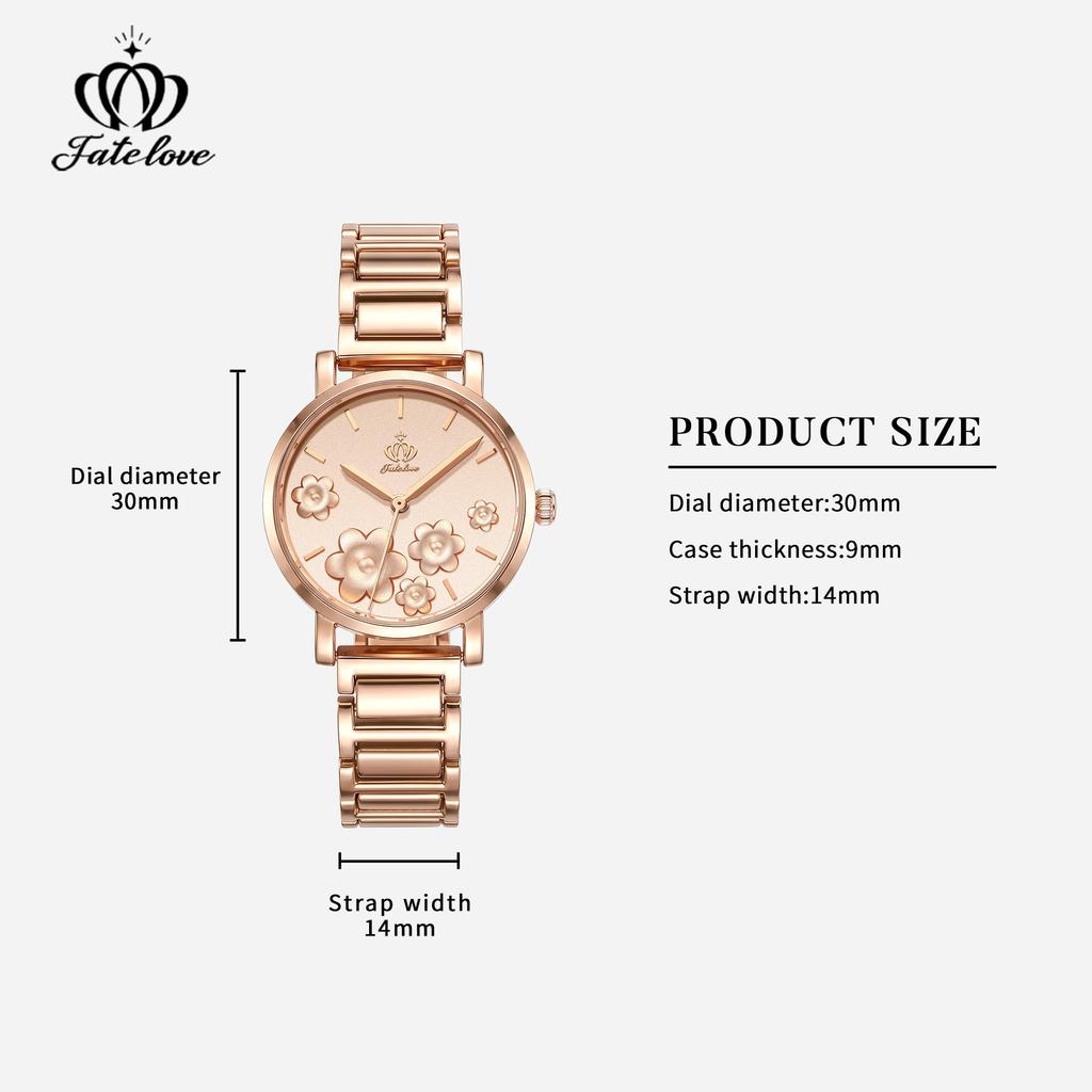 Fate Love Brand New Exquisite Round Dial Waterproof Women's Steel Strip Quartz Watch for Women 929