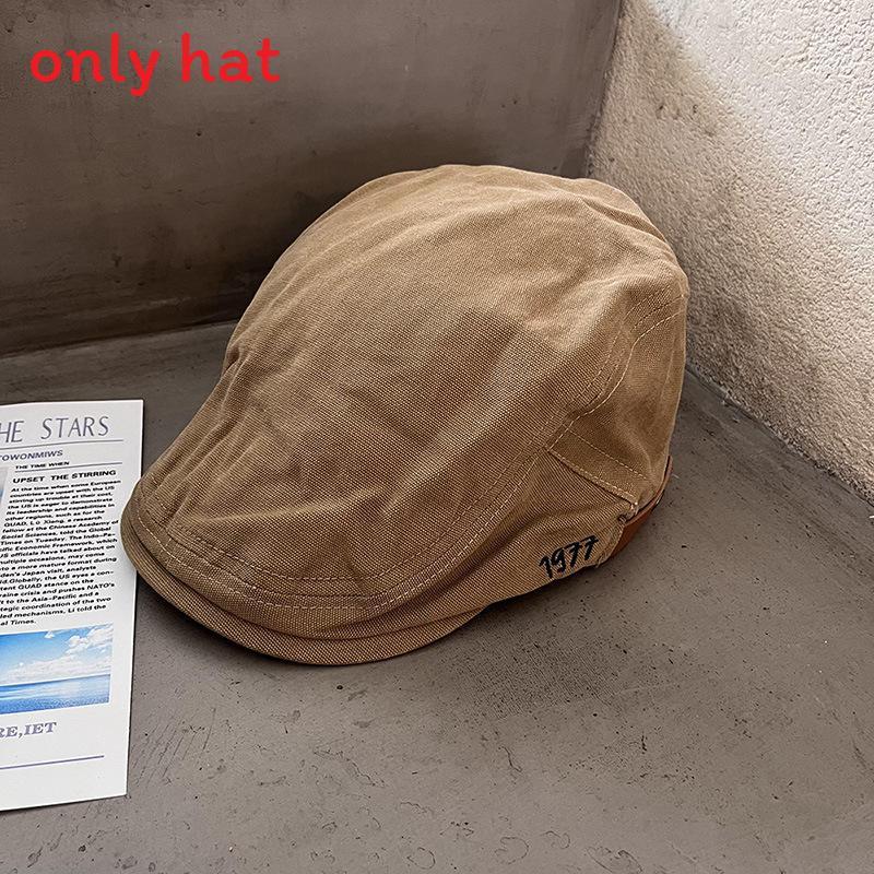 Simple Solid Color Letter Embroidery Neutral Casual Beret For Fall Use Daily