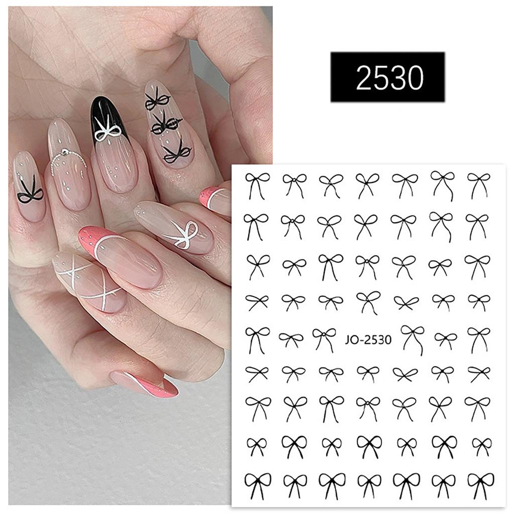 Born Beauty Black White Gold Stickers Ribbons Bowknot Butterfly 3D Sweet Self-adhesive DIY Nail Decoration Decals