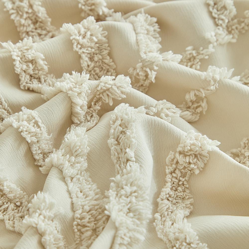 Embossed Floral Duvet Cover Set 2/3pcs Tufted Arched Striped Soft Bed Set All Season Skin-Friendly Quilt Cover and Pillowcases