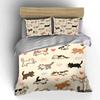 Cute Cat Pattern Decorative Set Bedding Set With 1 Duvet Cover 2 Pillowcases Single Double King Queen, Gift