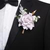 Men Simulated Rose Corsage Lightweight Compact Size Brooch Forest Style Suit Decoration with Green Leaves Vine Elements Prom Floral Accessory