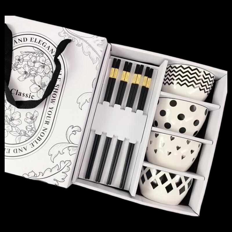 Hepburn Style Ceramic Bowl and Chopstick Set