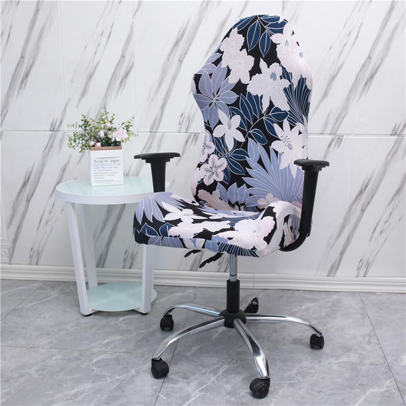 1 Pcs Office Computer Gaming Chair Covers Stretch Armchair Gamer Seat Cover Flower Printed Racing Desk Rotating Slipcovers