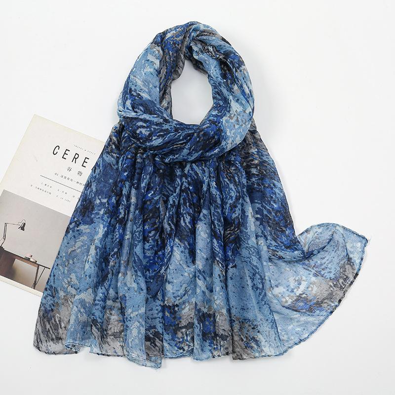 180*85Cm Fashion Retro Big Floral Viscose Scarf Lady Print Voile Shawls And Wraps Pashmina Foulards Muslim Hijab