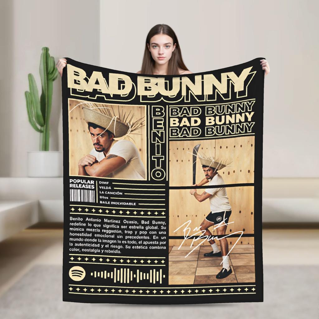 DTMF Mas Fotos Puerto Rico Frog Bad Bunny Album Blanket Soft Plush Throw Blanket For Kids Bedroom Flannel Bedspread Bed Cover