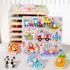 Montessori Wooden Puzzles Cartoon Animal Fruit Hand Grab Board Cognition Jigsaw Puzzle Game Learning Educational Toys For Kids