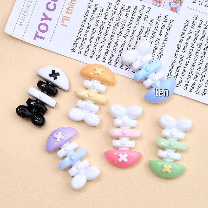 Colorful Cartoon Fish Bone Resin Hair Clips & DIY Croc Charms for Kids