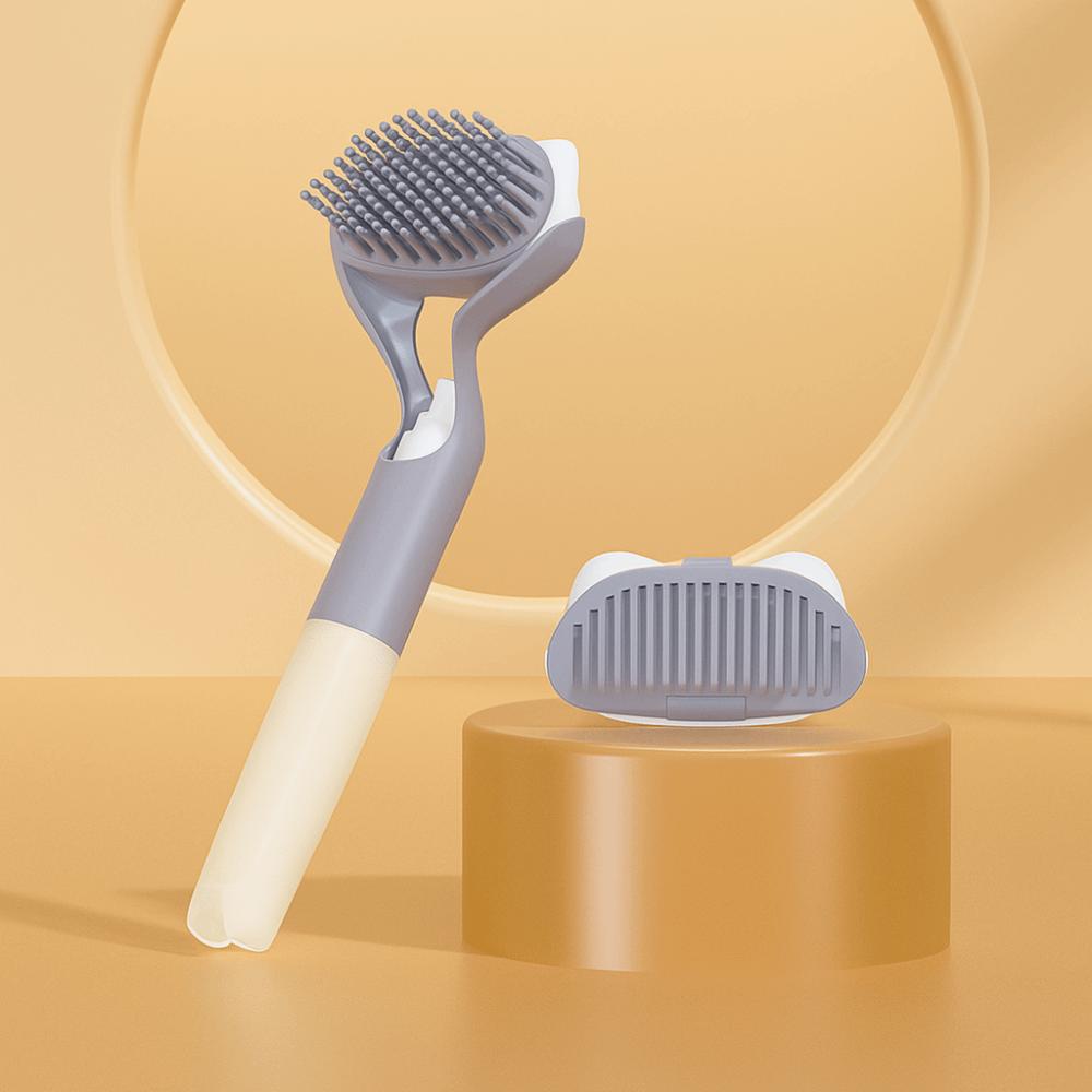 

М яка щітка-гребінець для купання домашніх тварин 3-в-1 Гребінець-вичісувач котячої шерсті Щітка для розплутування шерсті домашніх тварин для котів і собак сірий