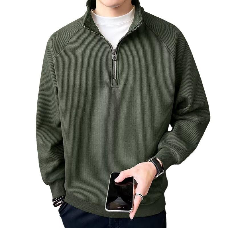 Men's 2024 Spring/Autumn Thickened Pullover Half-Zip Stand Collar Sweatshirt