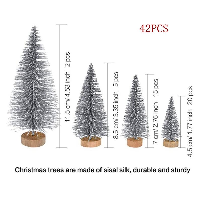 8/12pcs Mini Wooden Christmas Trees Artificial Christmas Tree For Xmas Tabletop Ornaments Christmas Decorations 2025 Navidad