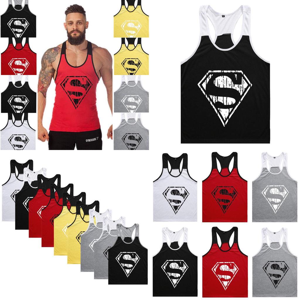 Superman Pattern Mens Sports Vest With Cotton Fabric For Summer Workout And Active Lifestyle