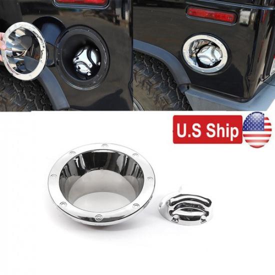 2PCS Silver Door Fuel Tank Gas Cap Cover Trim For Hummer  H2 2003-2009 US