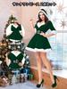DECEED Santa Claus Sexy Christmas Cute Hooded Dress with Set Size Women's Costume, Costume, Skirt, 2-Piece (Green, L)