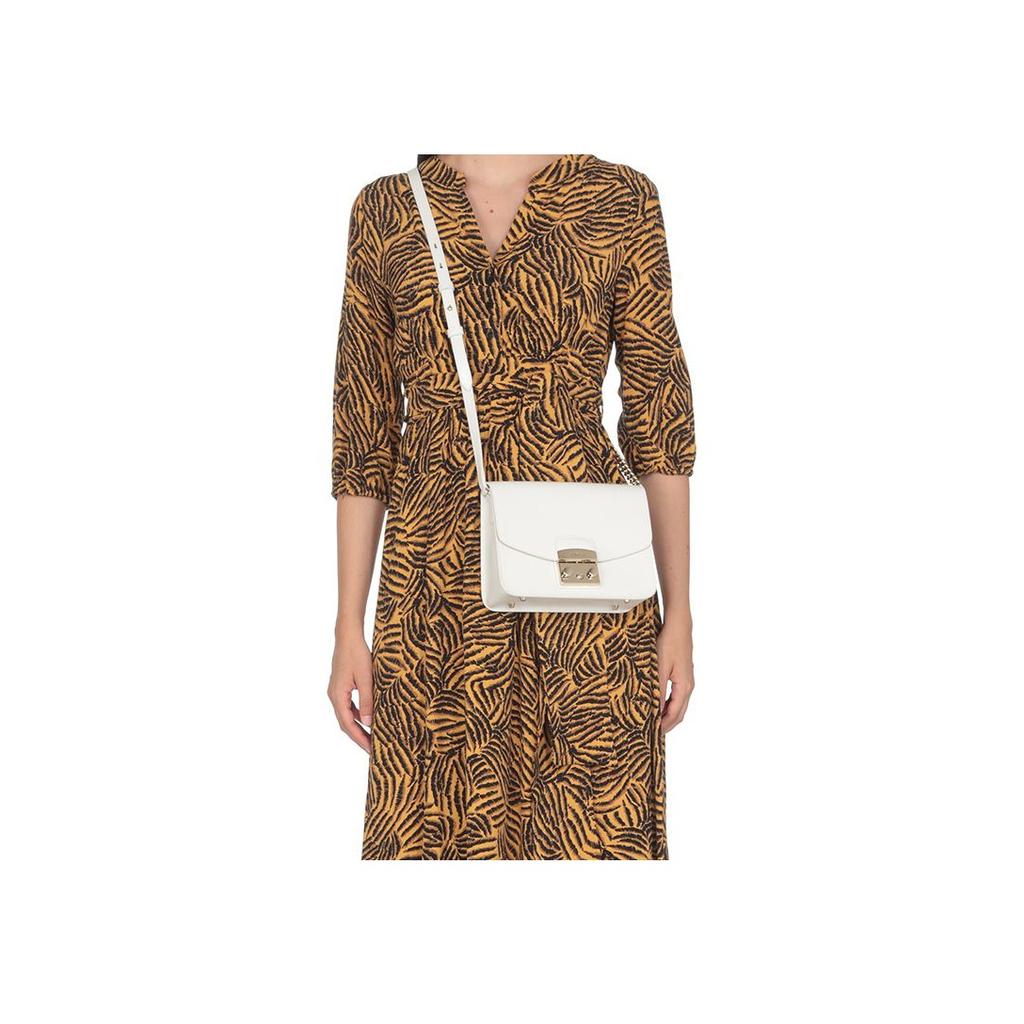 New Furla Metropolis Collection Calfskin Small Square Bag, Crossbody Bag, Shoulder Bag Small Women's Pure White WB00244-ARE000-01B00