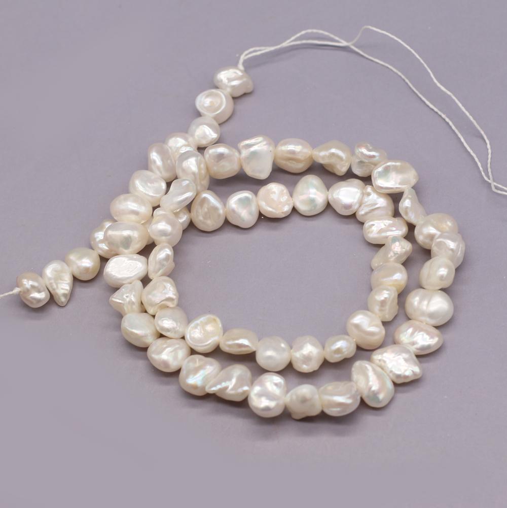 1String, 7-8mm White Natural Freshwater Pearls, Handmade Oblate Pearl Beads for Jewelry Making DIY Necklace Bracelet Accessories 36cm