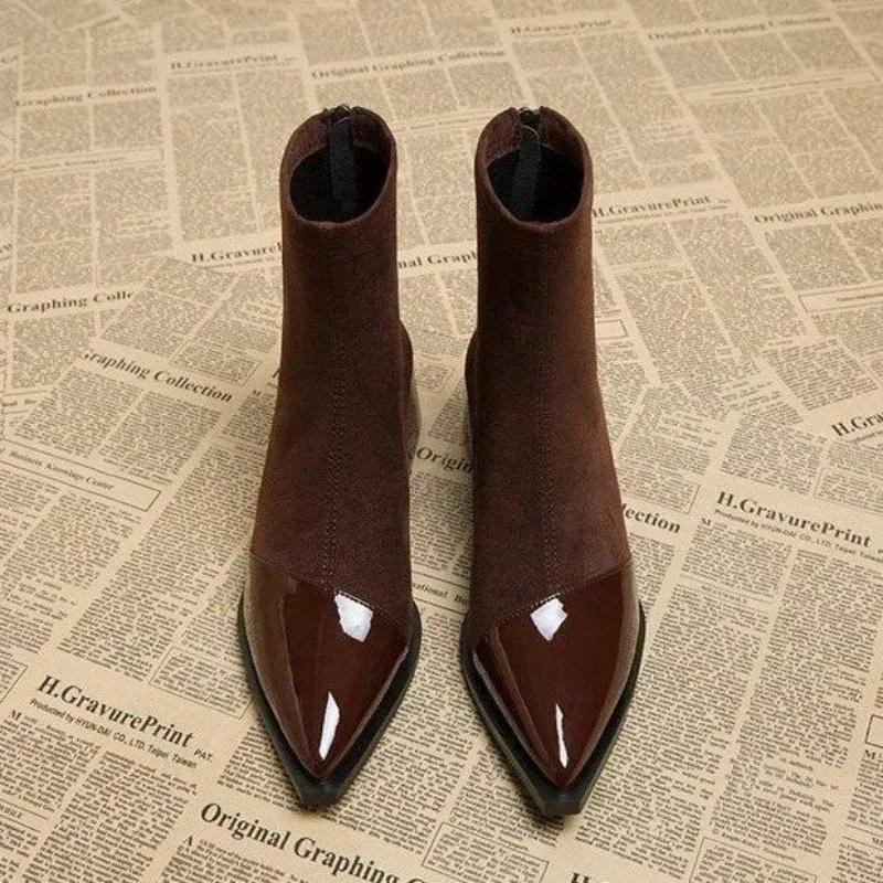 2026New Women Boots Fashion Pointe Ankle Boots Comfortable Elastic Socks Boots for Women Elegant Temperament Short Booties Botas