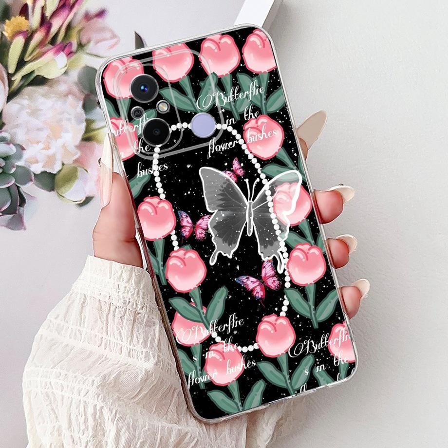 For Xiaomi Redmi 12C Case Cute Cat Luxury Butterfly Painted Cover 6.71'' Soft Silicone Phone Cases For Redmi 12C Redmi12C Fundas