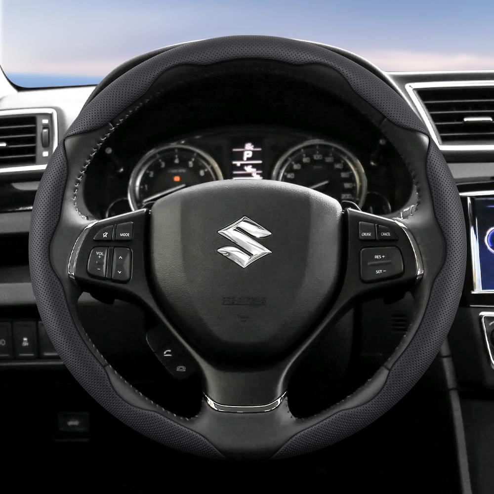 Suitable for Suzuki Breathable Hole Leather Steering Wheel Cover Segmented Quick Release Design Anti-Slip and Durable Swift 2011 Sx4 Grand Vitara