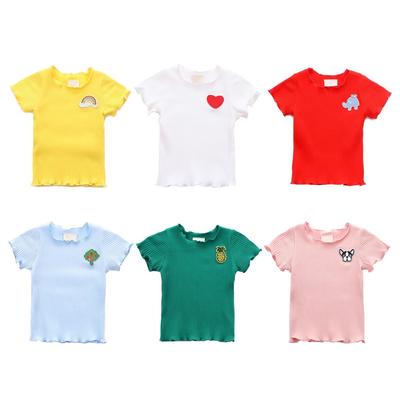 Baby Mädchen Sommer Baumwolle Solid Print T-shirt Tops Bluse Kurzarm Kinder Casual T-shirts
