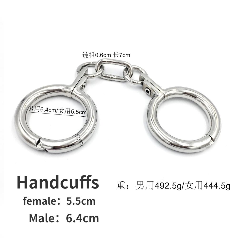 Polished Shining Stainless Steel Oval Wrist Ankle Cuffs Restraint Slave Handcuff Chain Connected Bracelet Bondage  Adult Toy