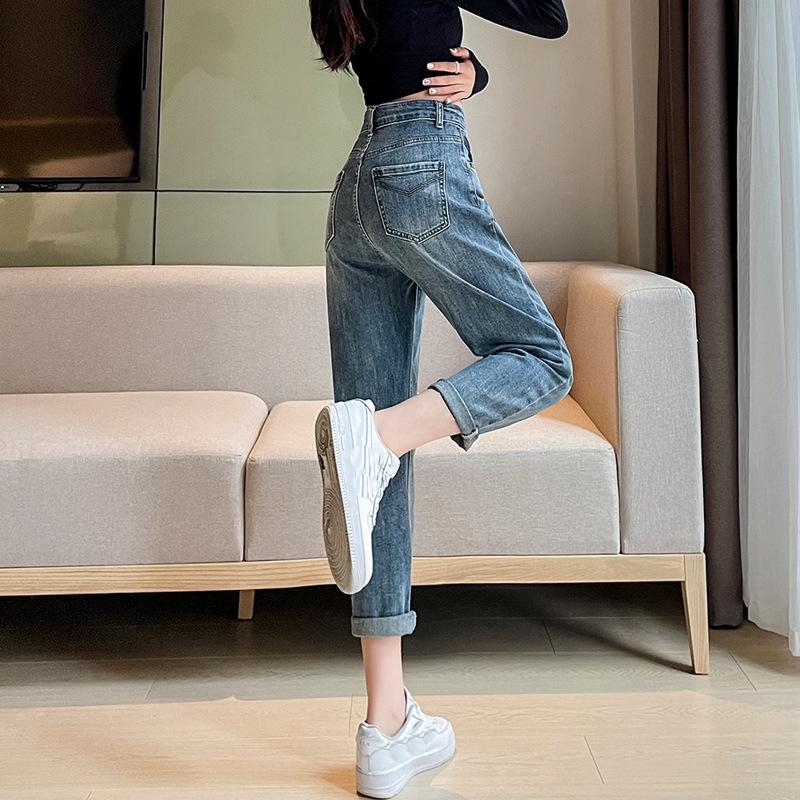 Spring and Summer Women's Jeans High-waisted Harem Pant Loose Thin Versatile Carrot Trousers Pops Trousers Tide