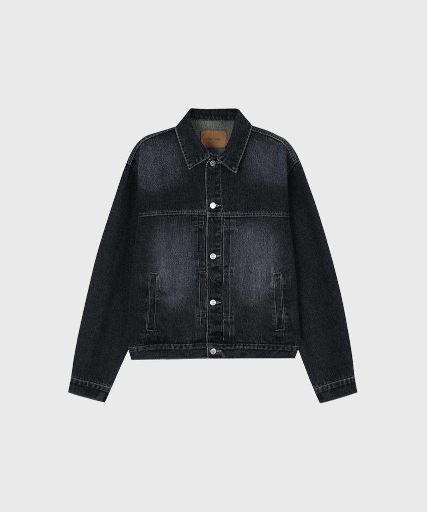 PROJECT3 Washed Denim Trucker Jacket [Dark Blue]_Tj0913
