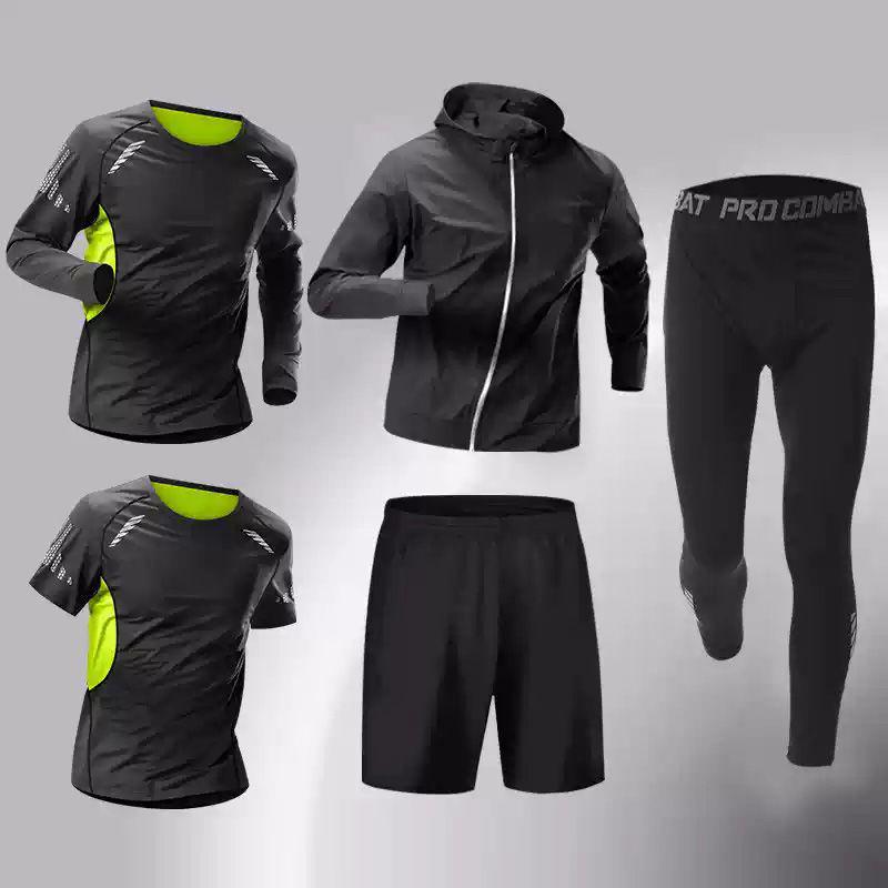 T5J Men's Quick-Dry Fitness Set: Running, Basketball, Football Training - Breathable, High-Elastic Sportswear for Autumn